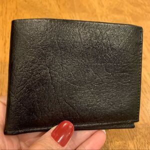 NWOT Swank Genuine Cowhide Black‎ Leather Bifold Wallet